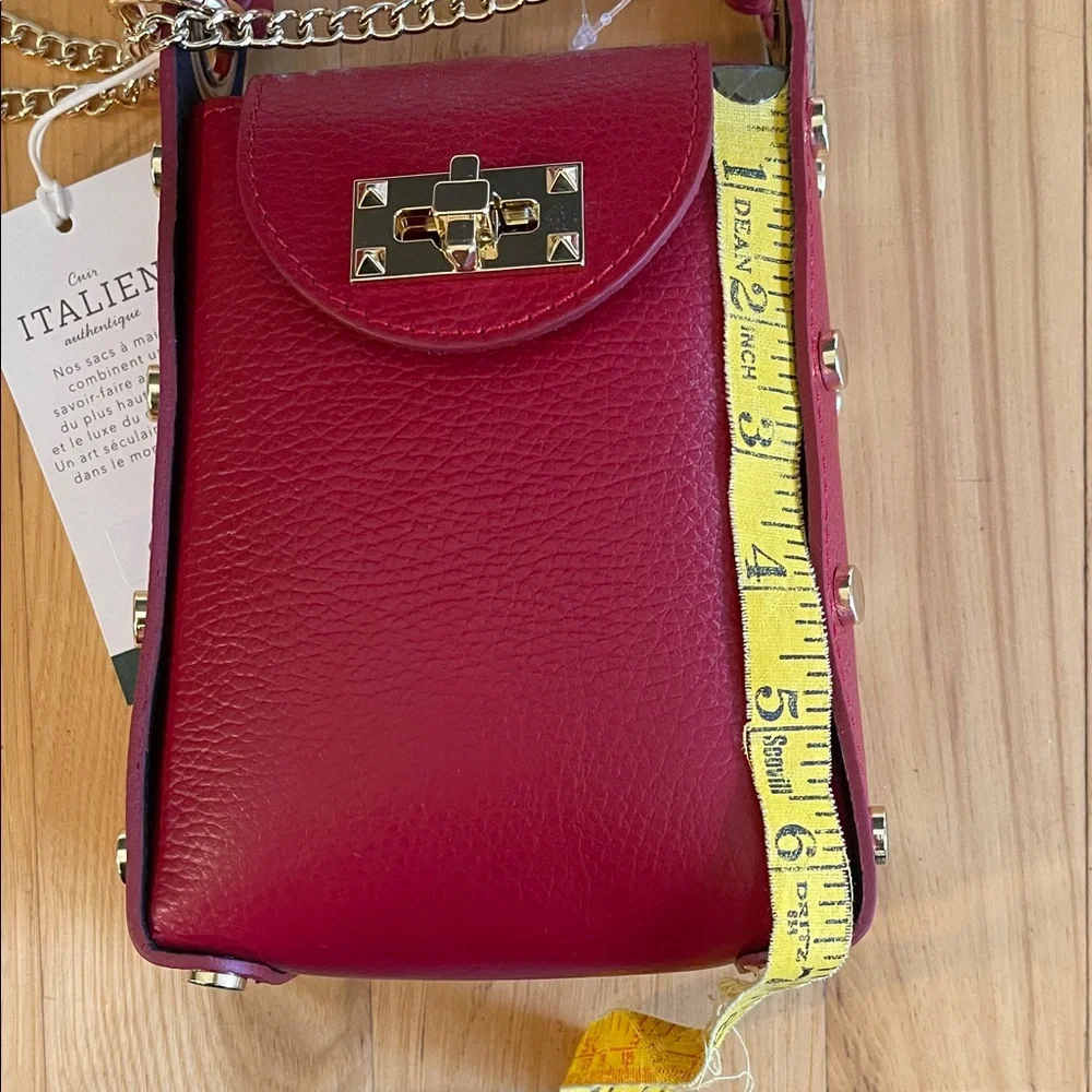 NWT Anna Paola Genuine Italian Leather Cherry Red Handbag - Picture 13 of 16